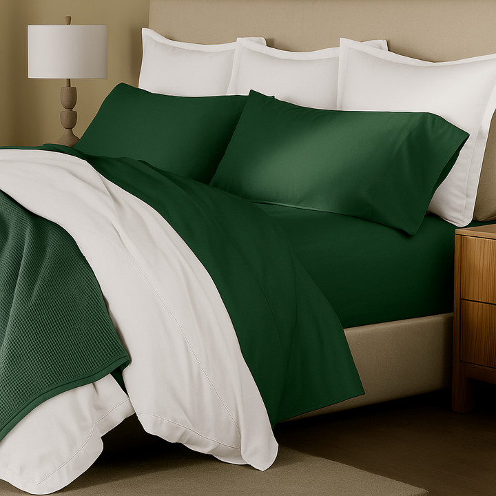 King Size Bed Sheet - Forest Green Organic Cotton