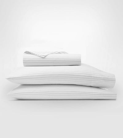 100% Organic Cotton Bedsheet -  Navy Percale Stripes