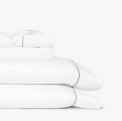 100% Organic Cotton Bedsheet Set Of 4 - White with Silver Embroidery