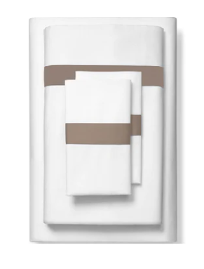 100% Organic Cotton Bedsheet Set Of 4 - Banded Taupe