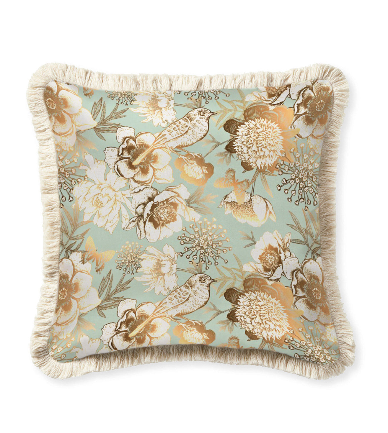 Housse de coussin à imprimé oiseaux