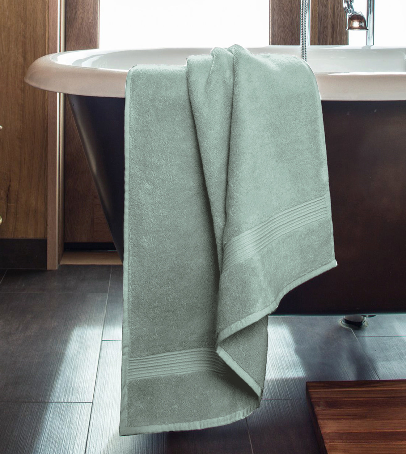 Serviette de bain 100 % coton biologique, ultra douce, luxueuse, 600 g/m² - Vert kaki