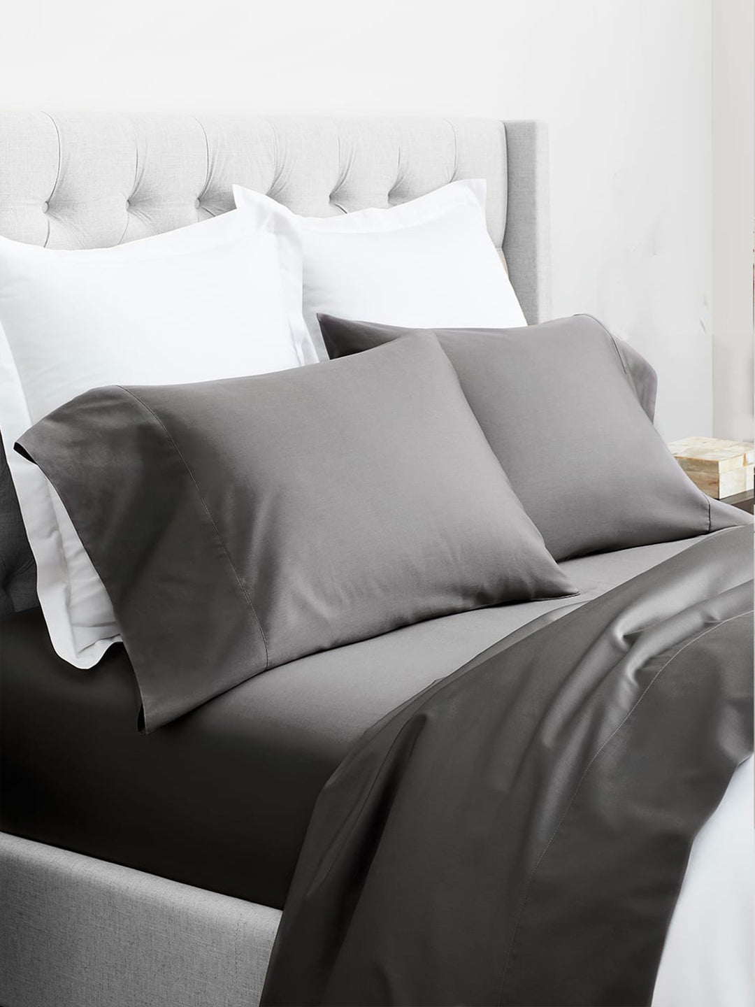 100% Organic Cotton Bedsheet Set Of 4 - Stone Grey