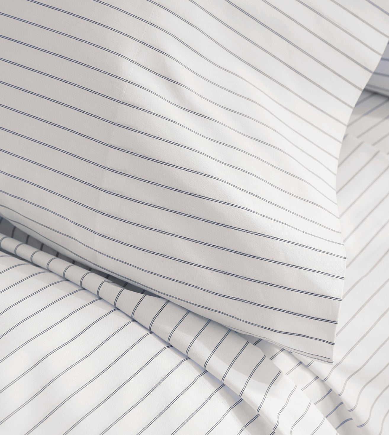 100% Organic Cotton Bedsheet -  Navy Percale Stripes