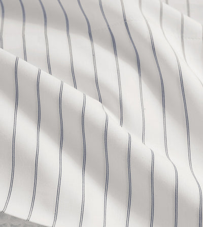 100% Organic Cotton Bedsheet -  Navy Percale Stripes