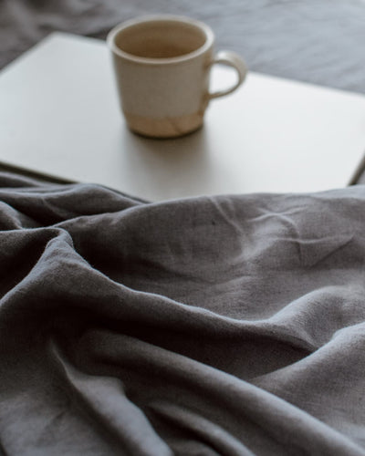 Linen Bed Sheet - 100% Belgian Flax - Mineral Blue