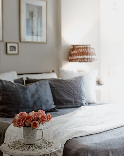 Linen Bed Sheet - 100% Belgian Flax - Mineral Blue