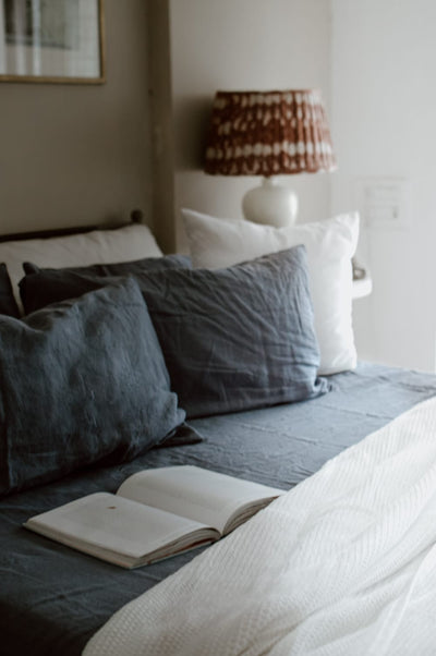 Linen Bed Sheet - 100% Belgian Flax - Mineral Blue