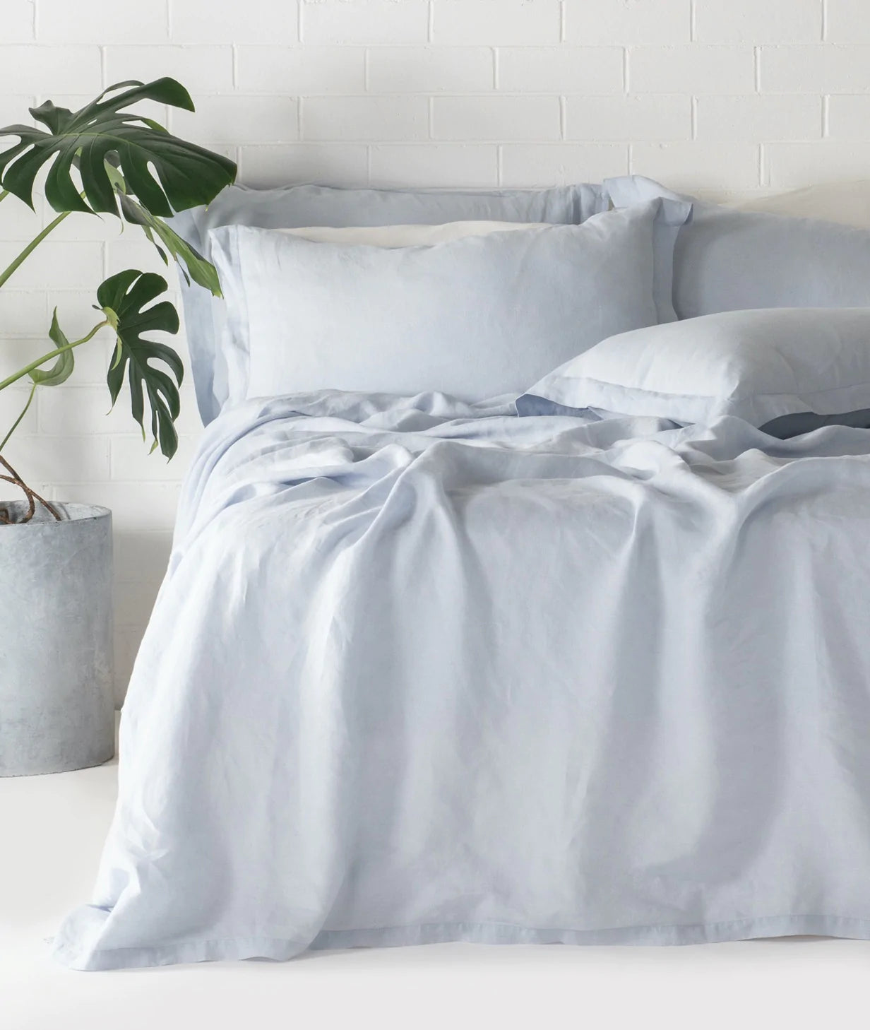 Linen Bed Sheet - 100% Belgian Flax - Ice Blue