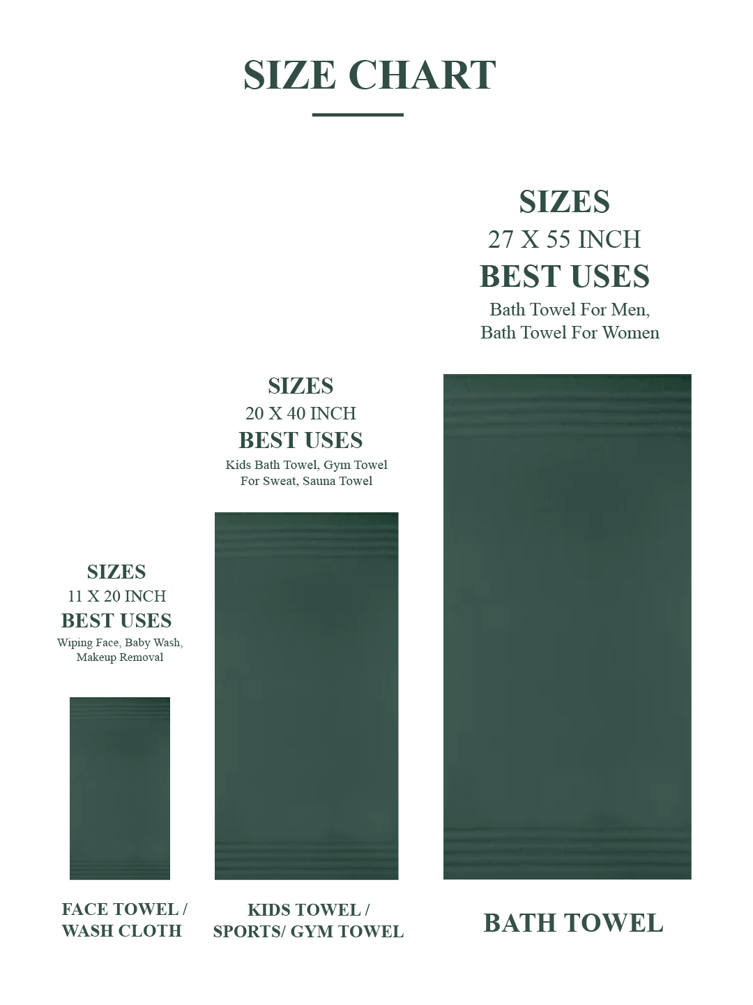 Towel Set Of 3 - Forest Green