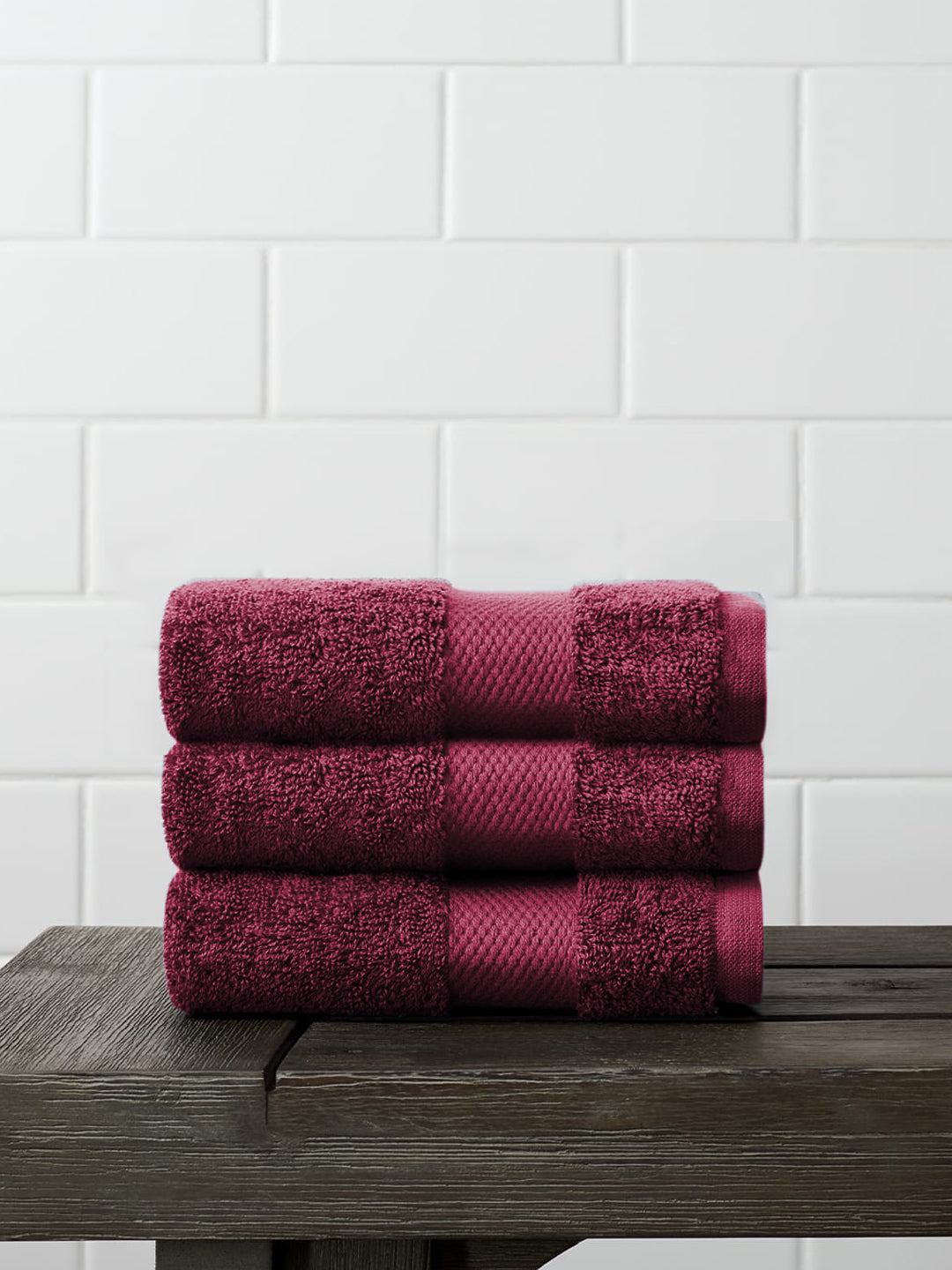 Face Towels (Set of 3) Organic Cotton - Burgundy